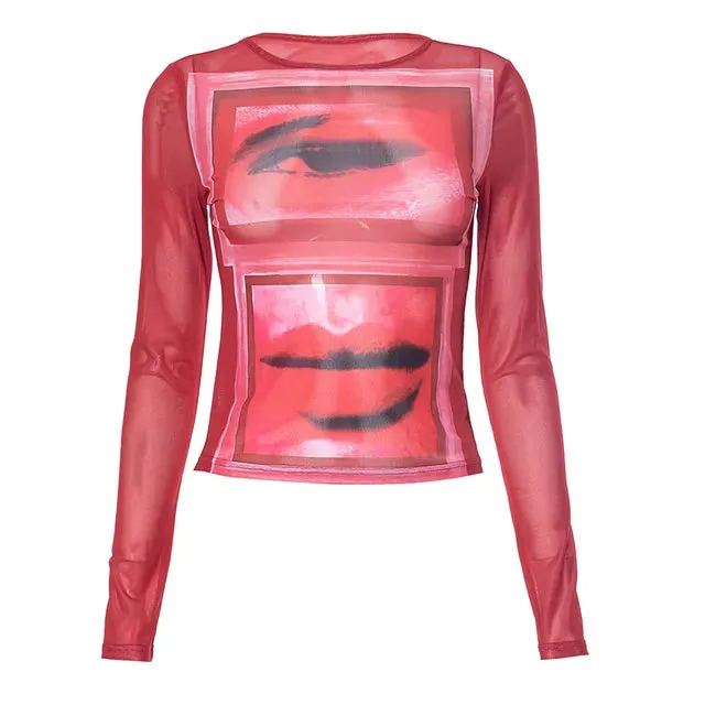 Lace Mesh See Through T-Shirts