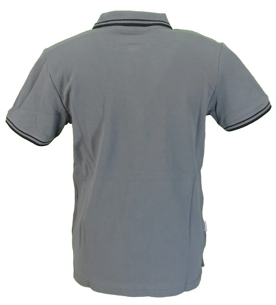 Lambretta Grey 47 Twin Tipped Retro 100% Cotton Polo Shirt