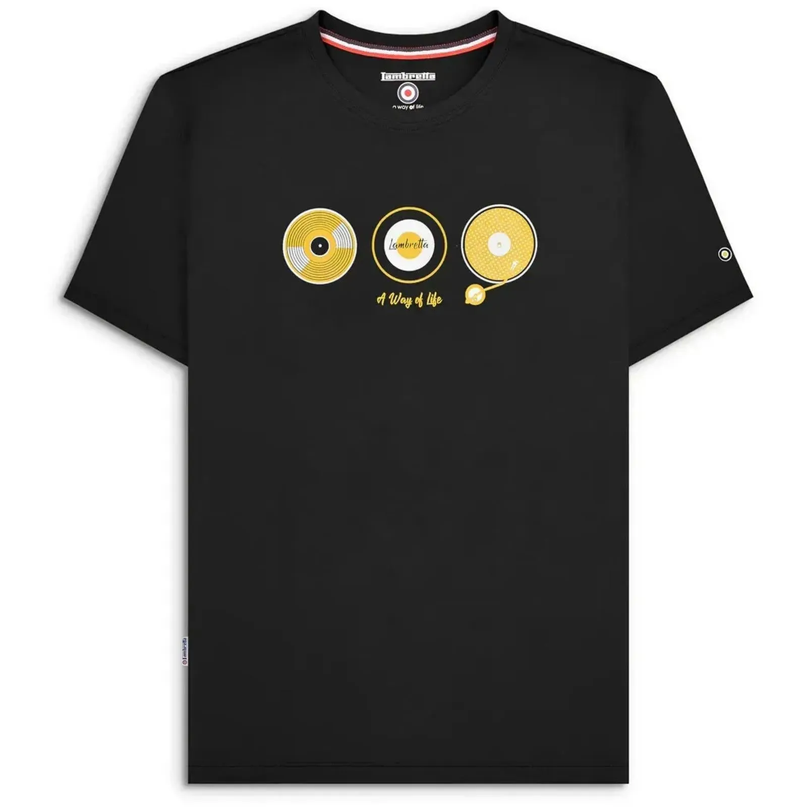 Lambretta Mens Vinyl Short Sleeve Cotton T-Shirt