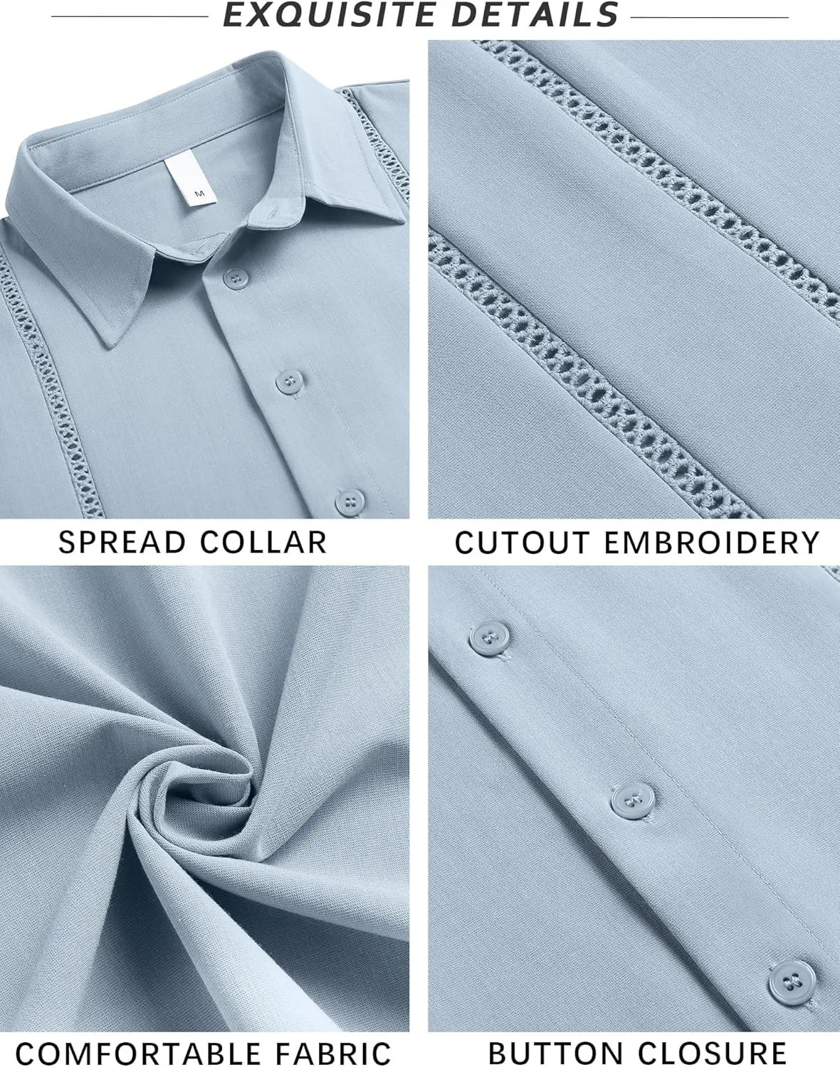 LETSEE Men's Cuban Guayabera Shirt Short Sleeve Casual Button Down Shirts Summer Beach Linen Shirts