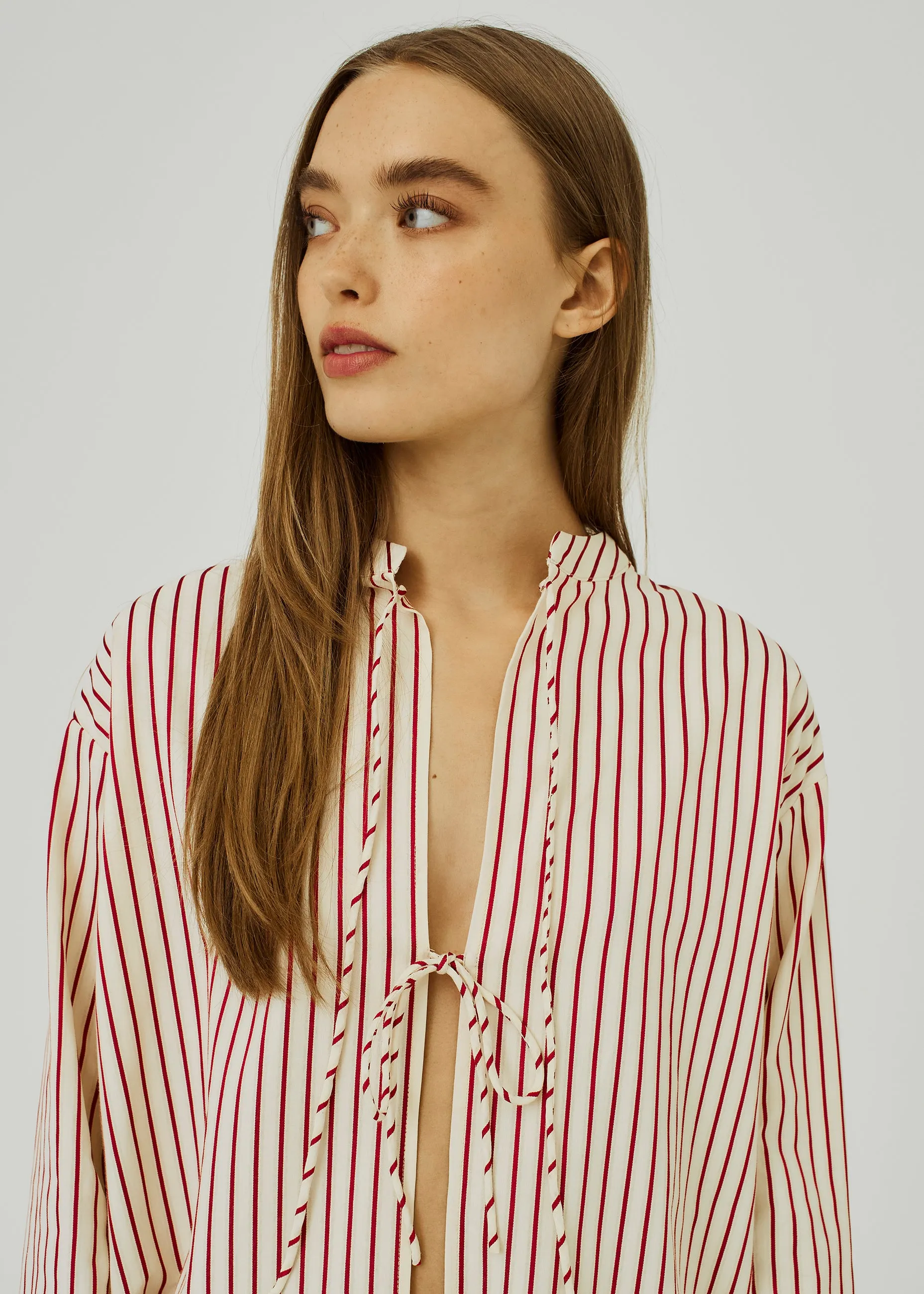 Linna tie shirt - Red stripes
