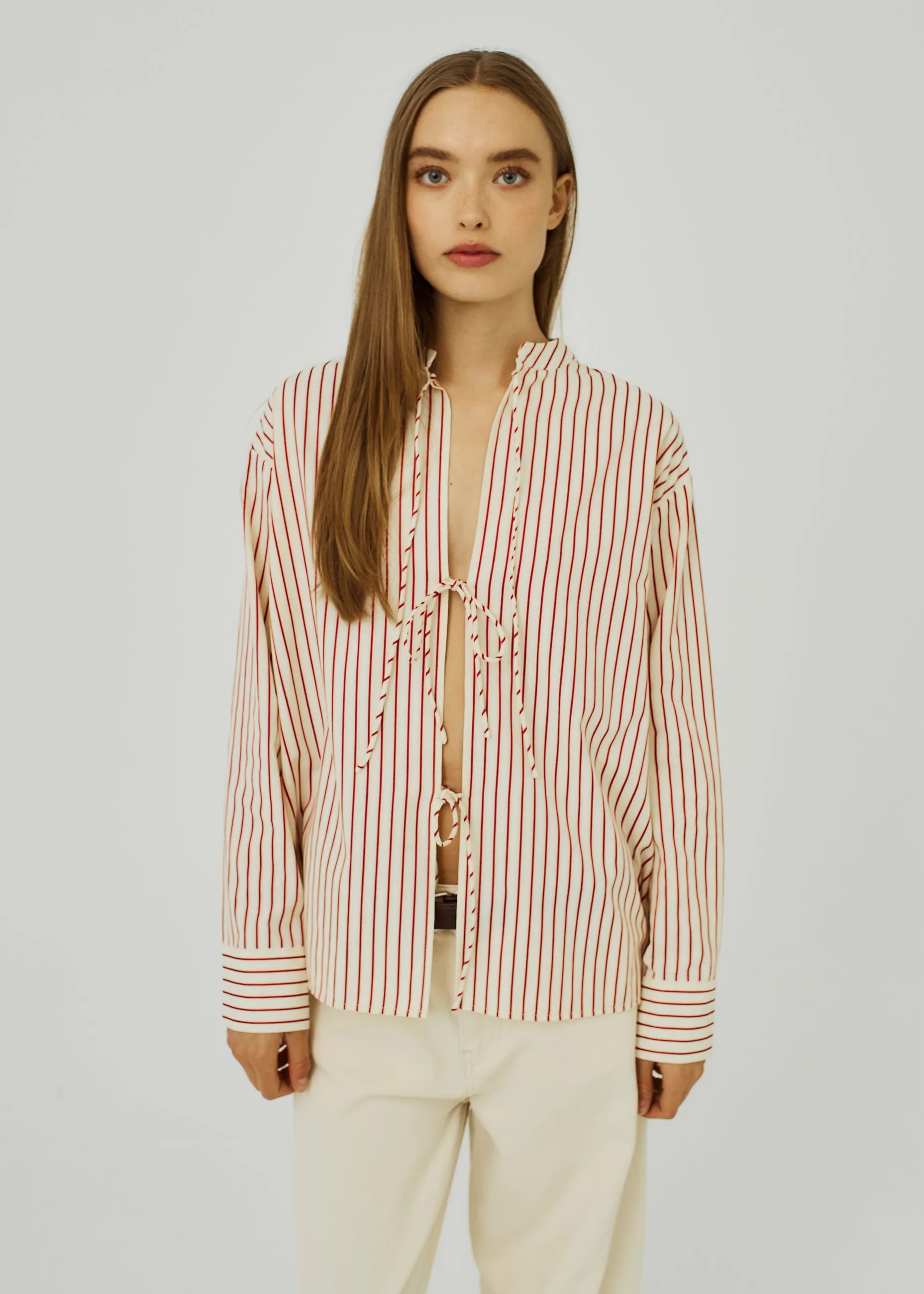 Linna tie shirt - Red stripes