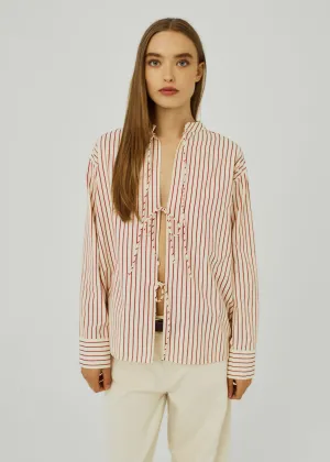 Linna tie shirt - Red stripes