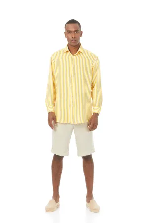 lorenzo yellow striped linen shirt