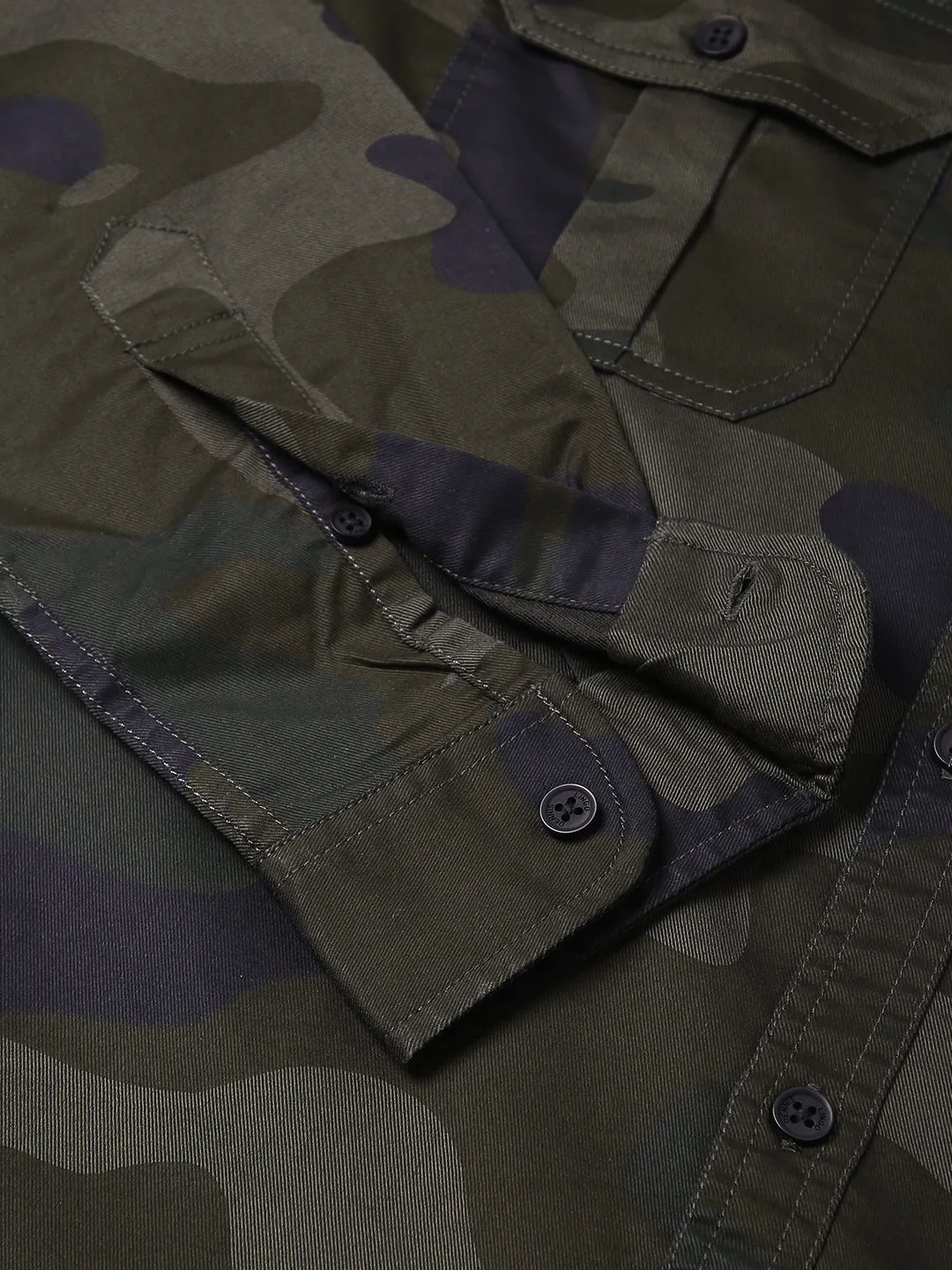 Men's Army Spread Collar Fit Fulll Sleves Shirts (Brown)