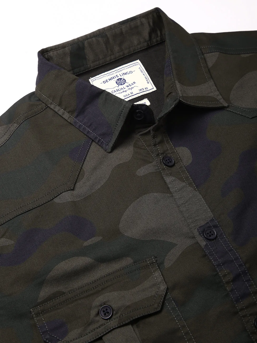 Men's Army Spread Collar Fit Fulll Sleves Shirts (Brown)