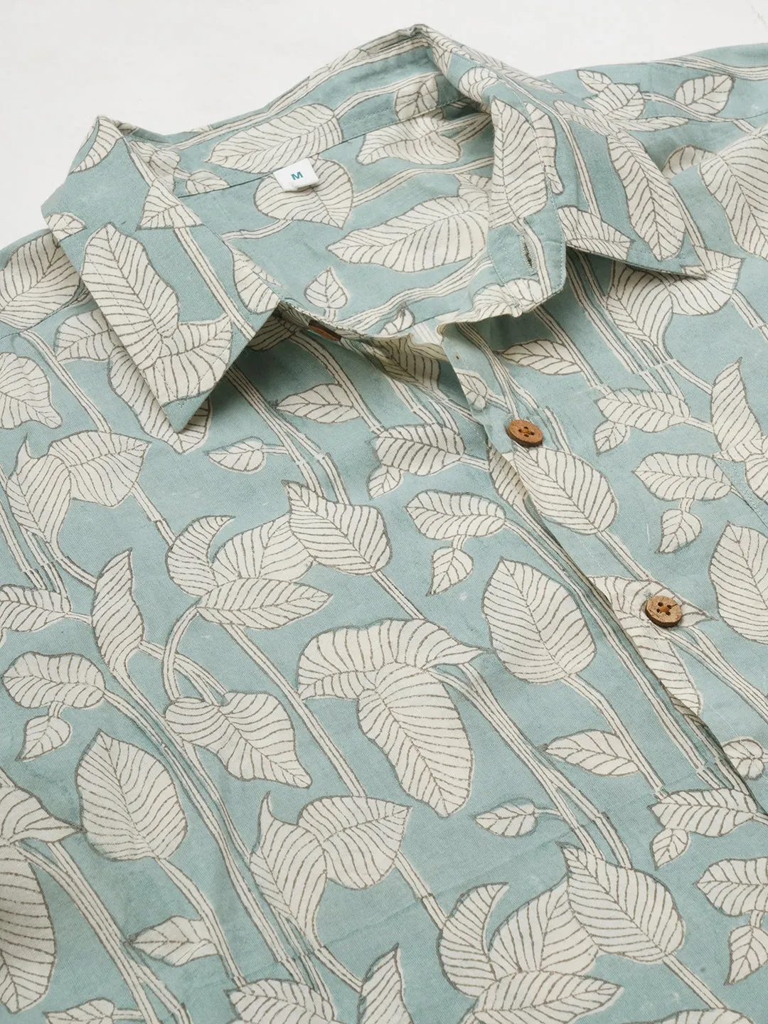 Men's Cotton Hand Block Printed Regular Fit Grey Shirt