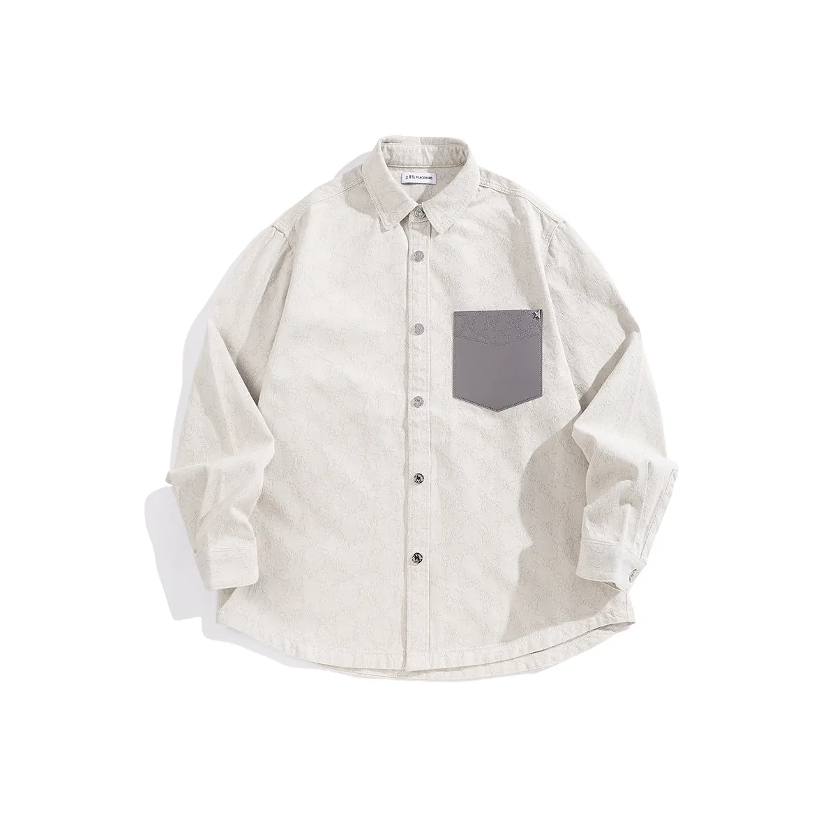 Men's Cotton Shirt with Subtle Jacquard Pattern