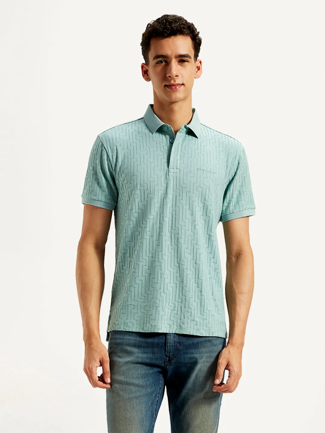 Men's Geometric Print Slim Fit Polo T-Shirt