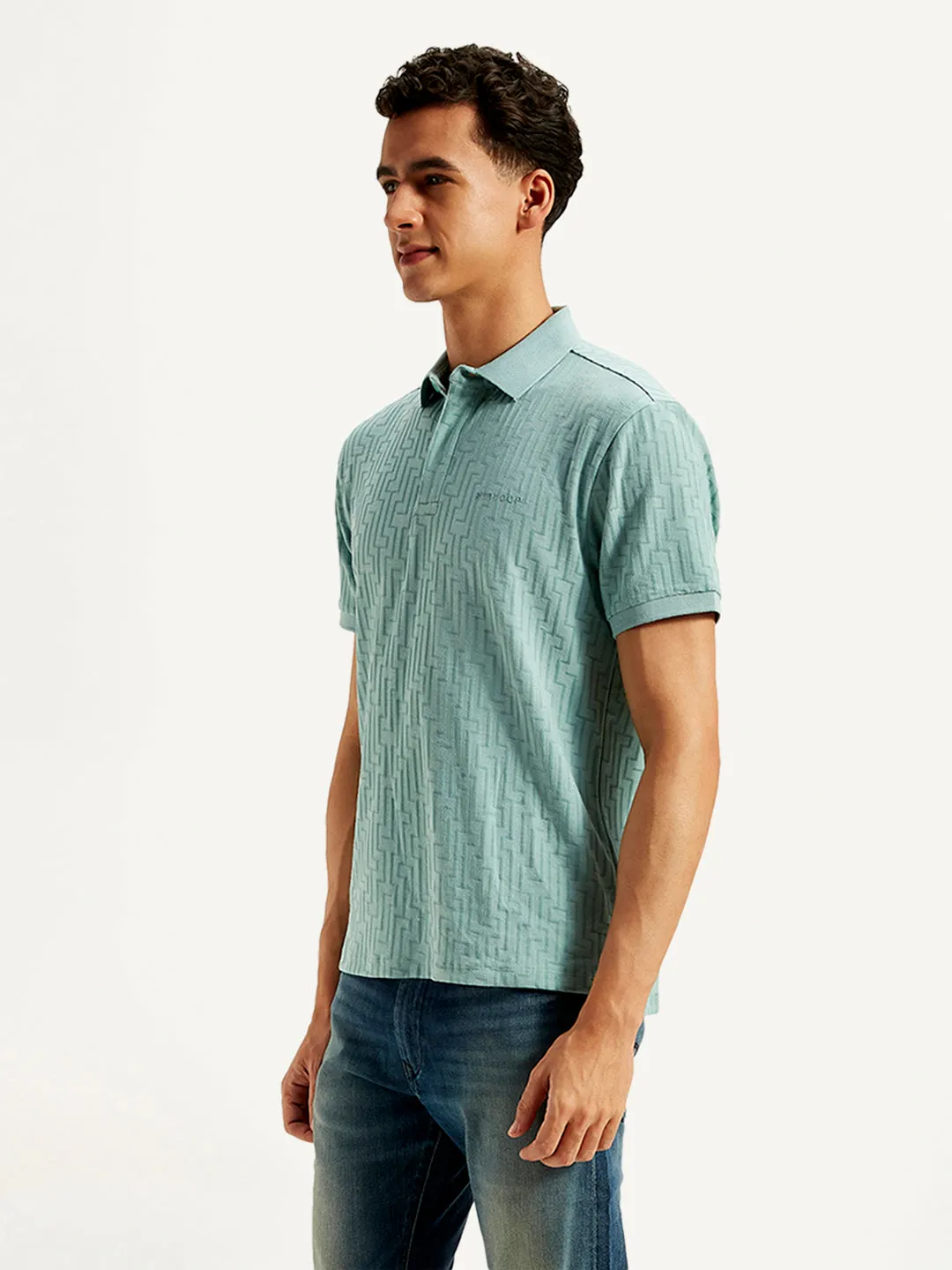 Men's Geometric Print Slim Fit Polo T-Shirt
