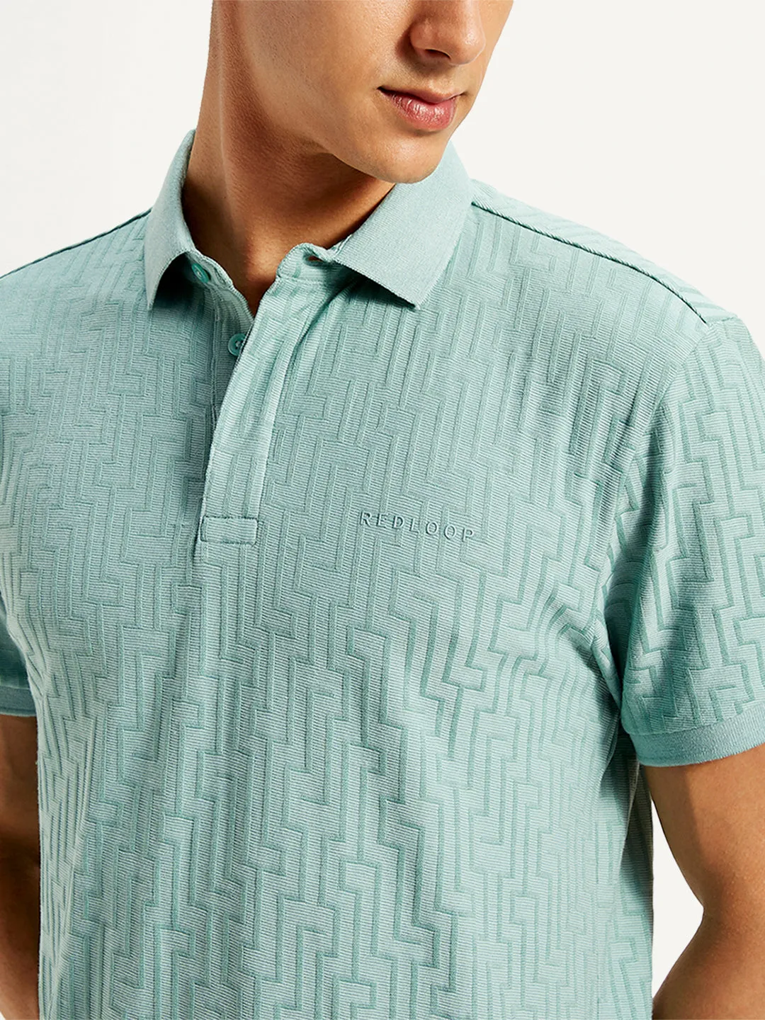 Men's Geometric Print Slim Fit Polo T-Shirt