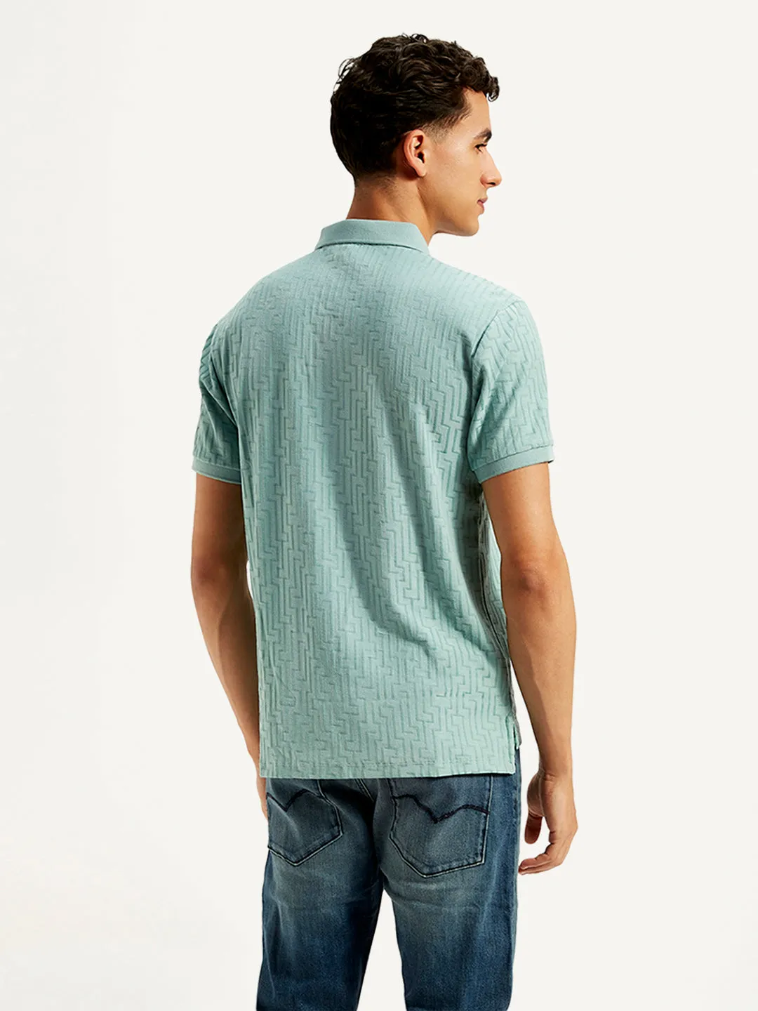 Men's Geometric Print Slim Fit Polo T-Shirt