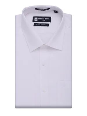 Mens Pure Linen Regular Fit White Shirt Italian Linen