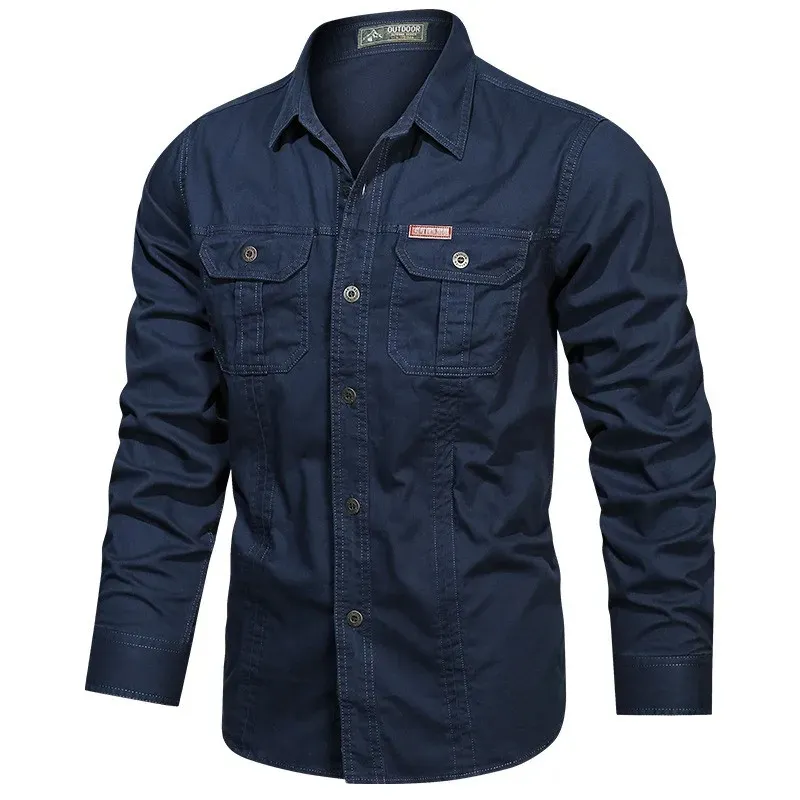 Men's Utility Long Sleeve Shirt with Chest Pockets | Perfect for All Seasons