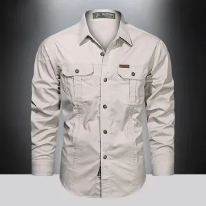 Men's Utility Long Sleeve Shirt with Chest Pockets | Perfect for All Seasons