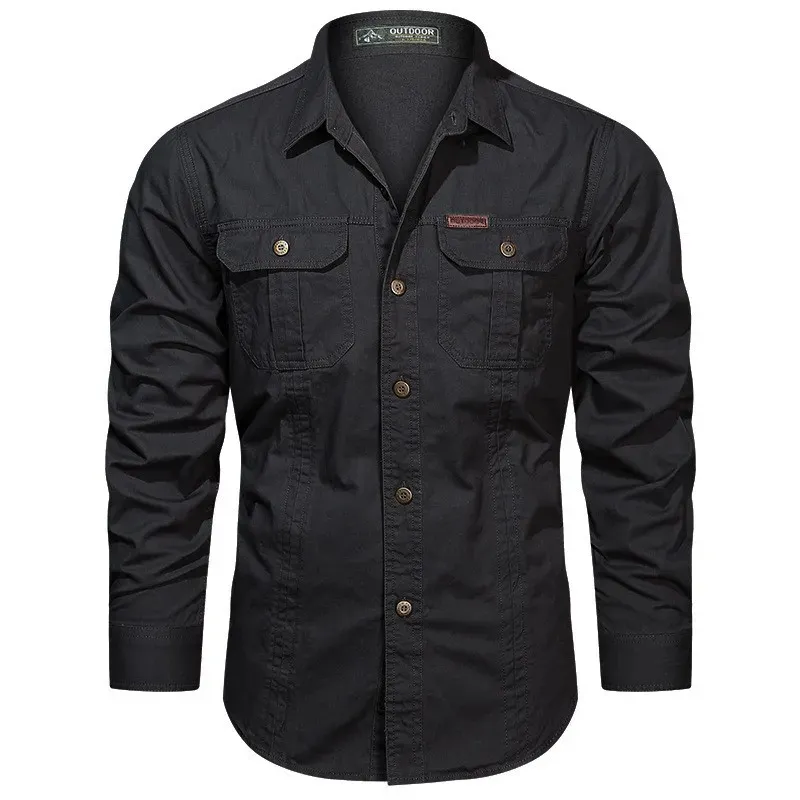 Men's Utility Long Sleeve Shirt with Chest Pockets | Perfect for All Seasons