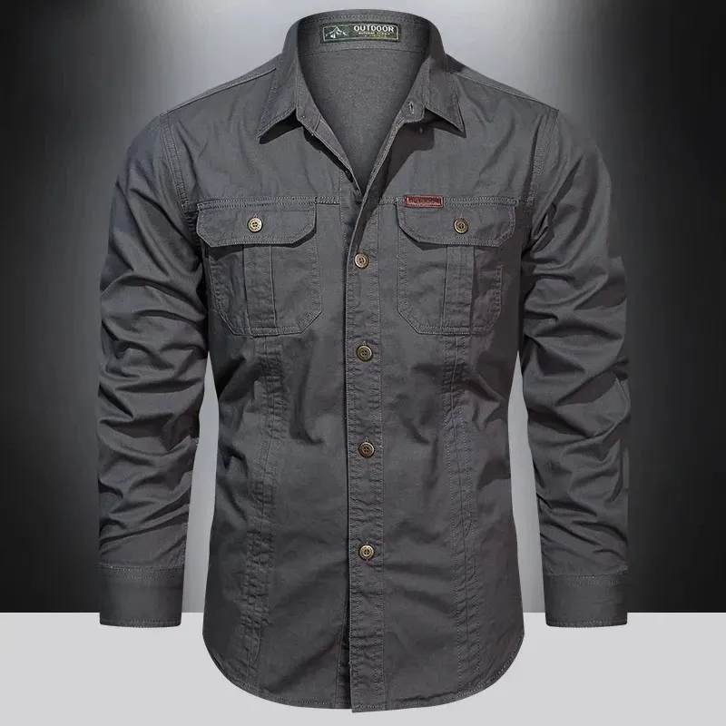Men's Utility Long Sleeve Shirt with Chest Pockets | Perfect for All Seasons