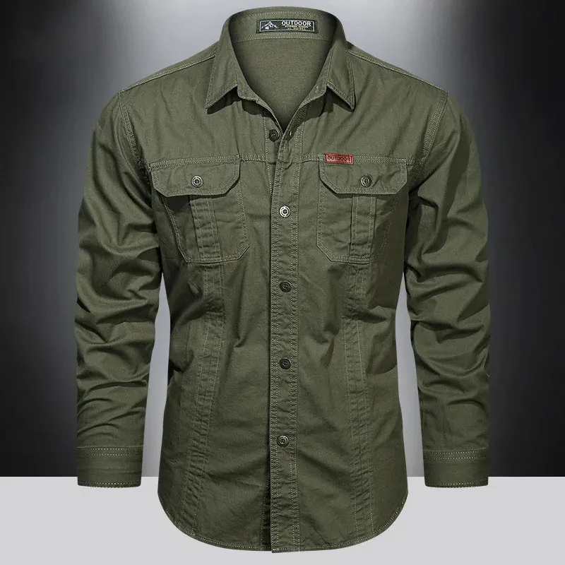 Men's Utility Long Sleeve Shirt with Chest Pockets | Perfect for All Seasons