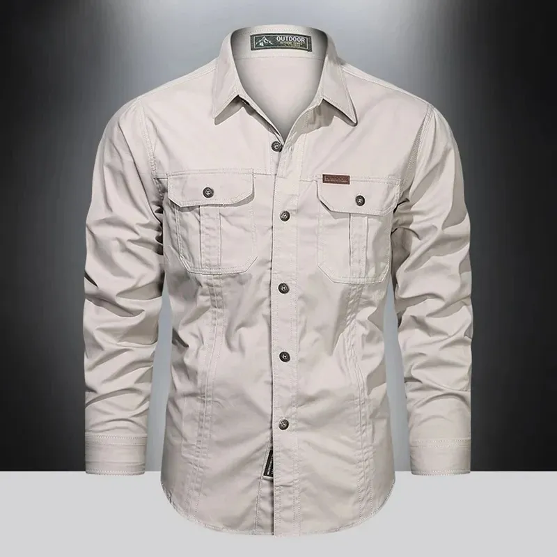 Men's Utility Long Sleeve Shirt with Chest Pockets | Perfect for All Seasons