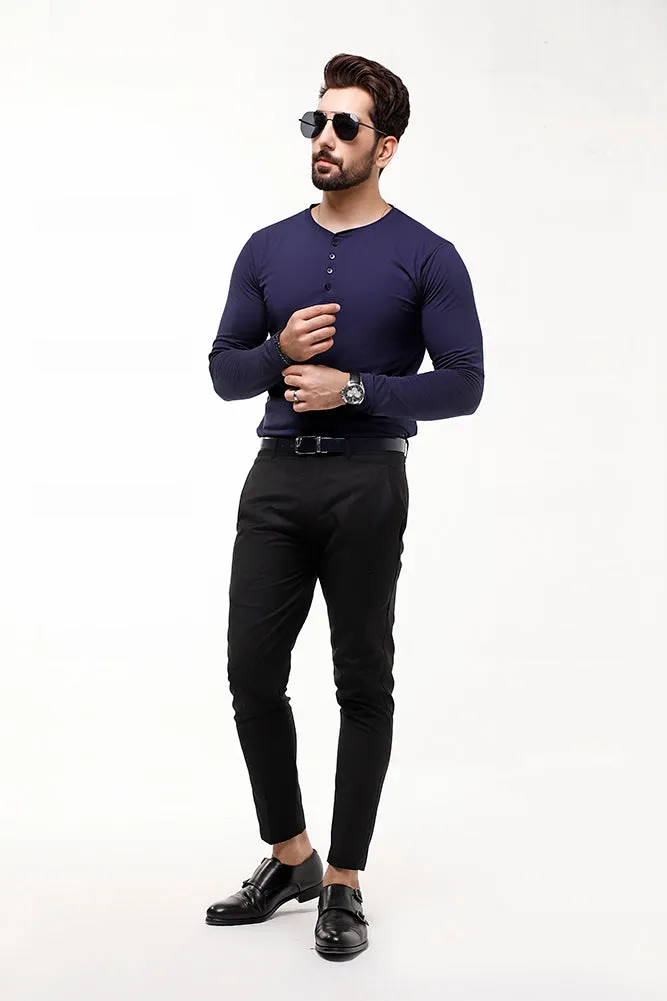 Navy Blue Full Sleeves Henley