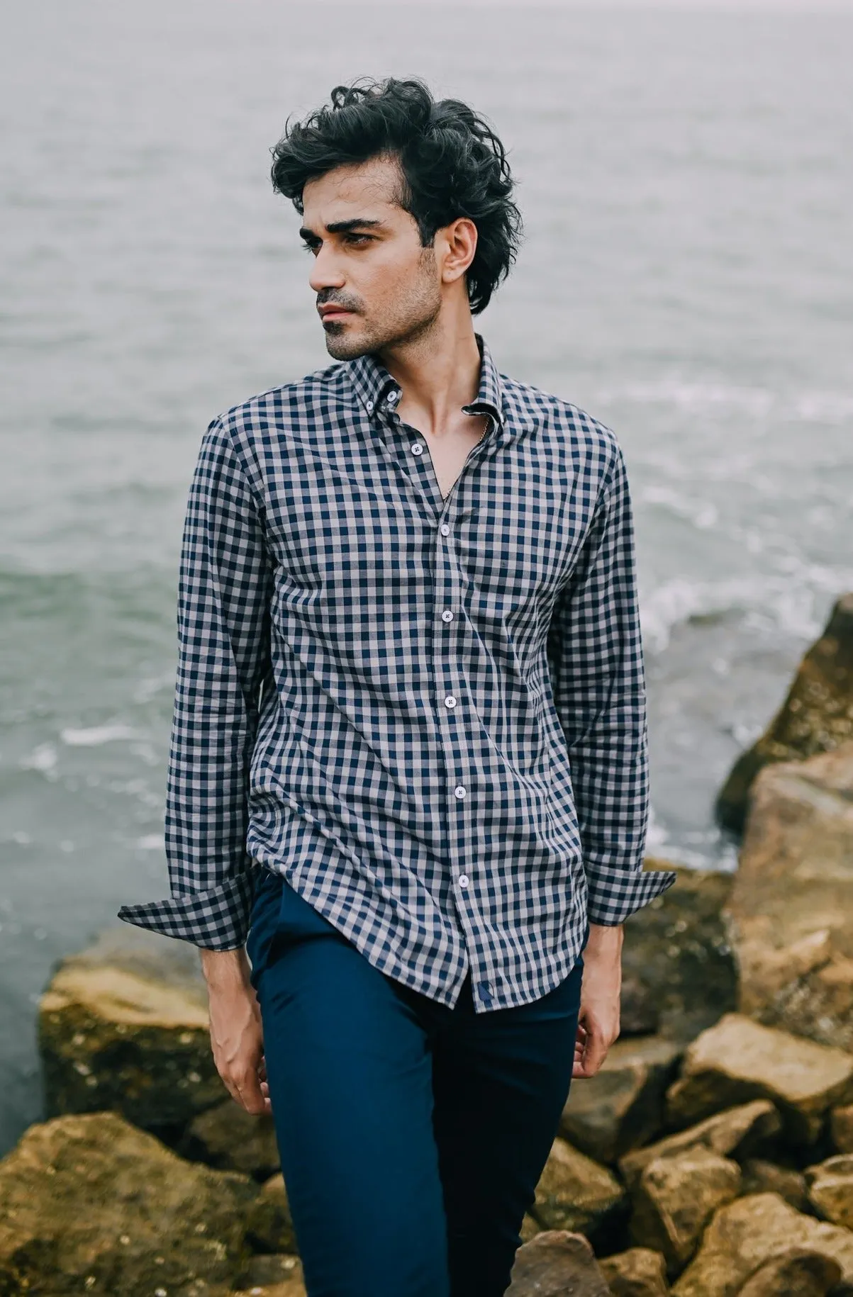 Navy Gingham Check