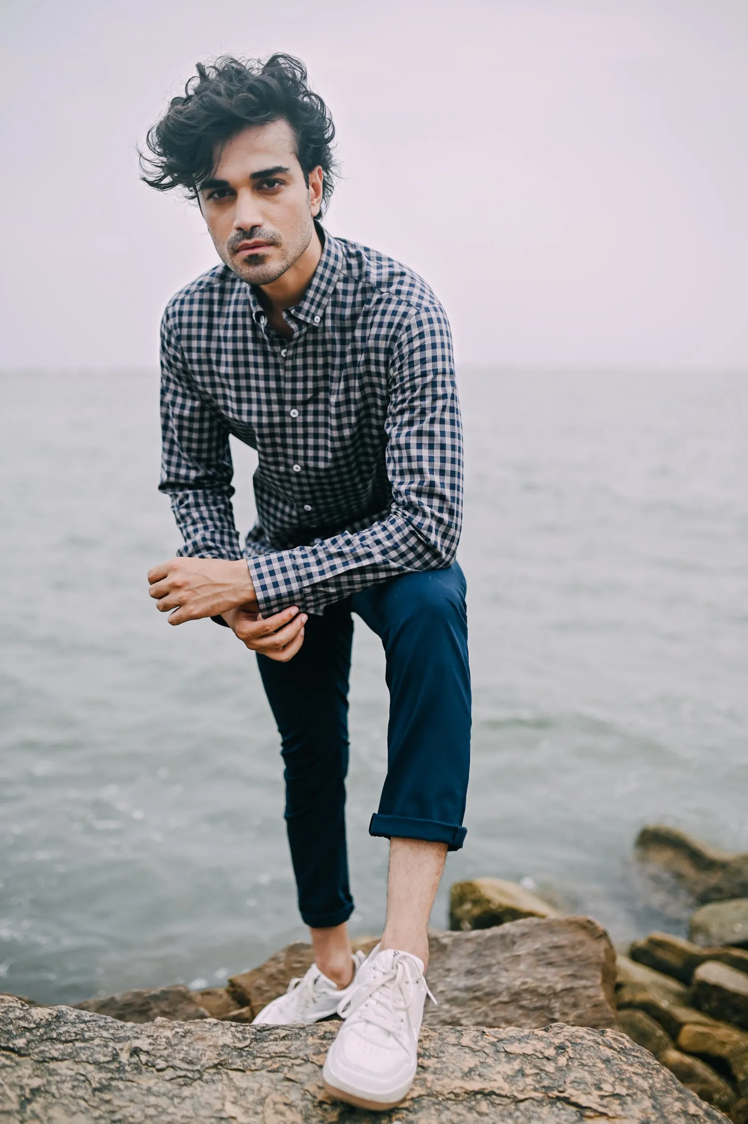 Navy Gingham Check