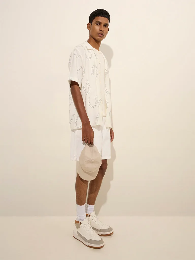 Nuon Off-White Printed Relaxed-Fit Cotton-Blend Shirt