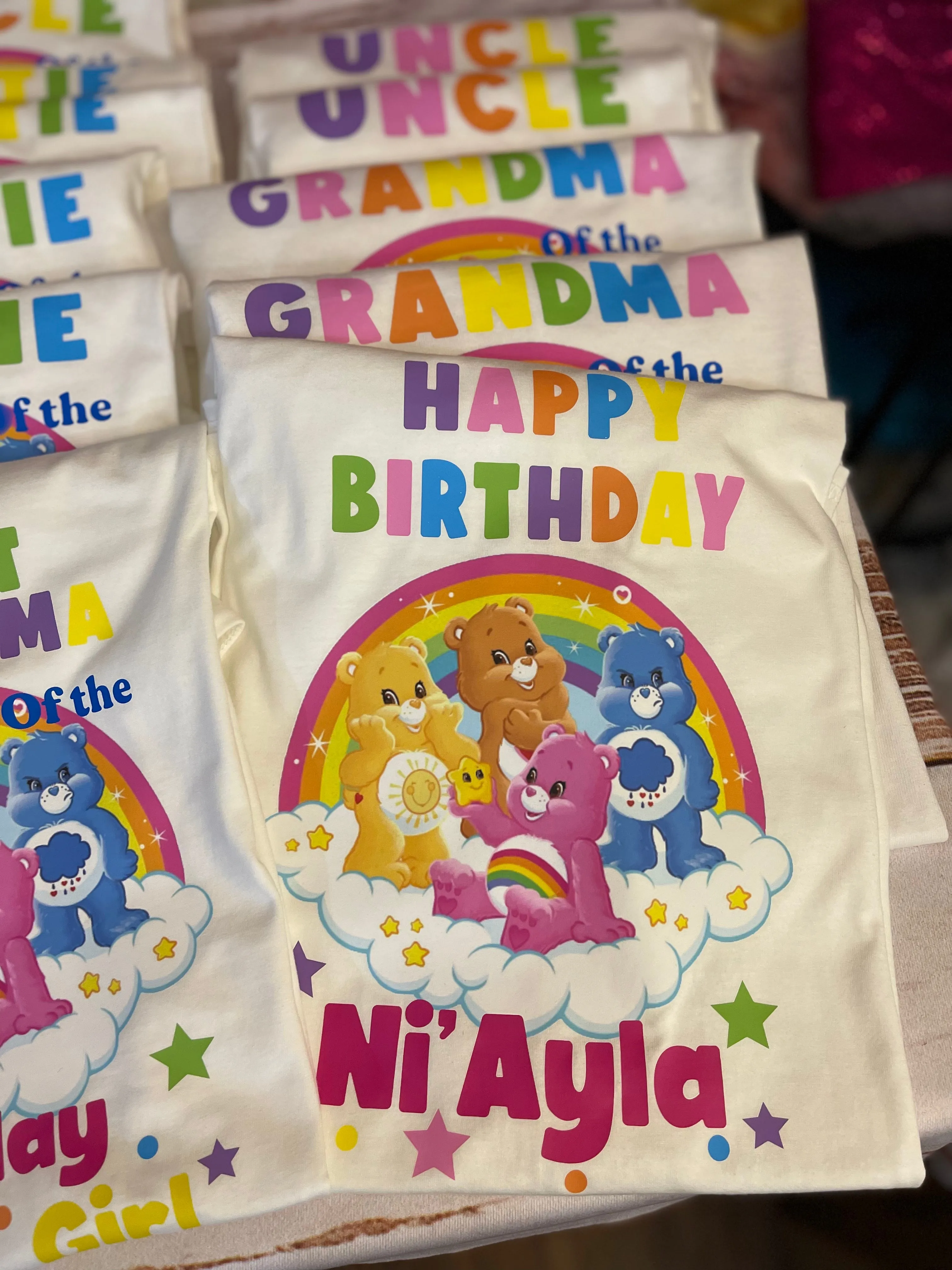 Pastel Bear family birthday shirts