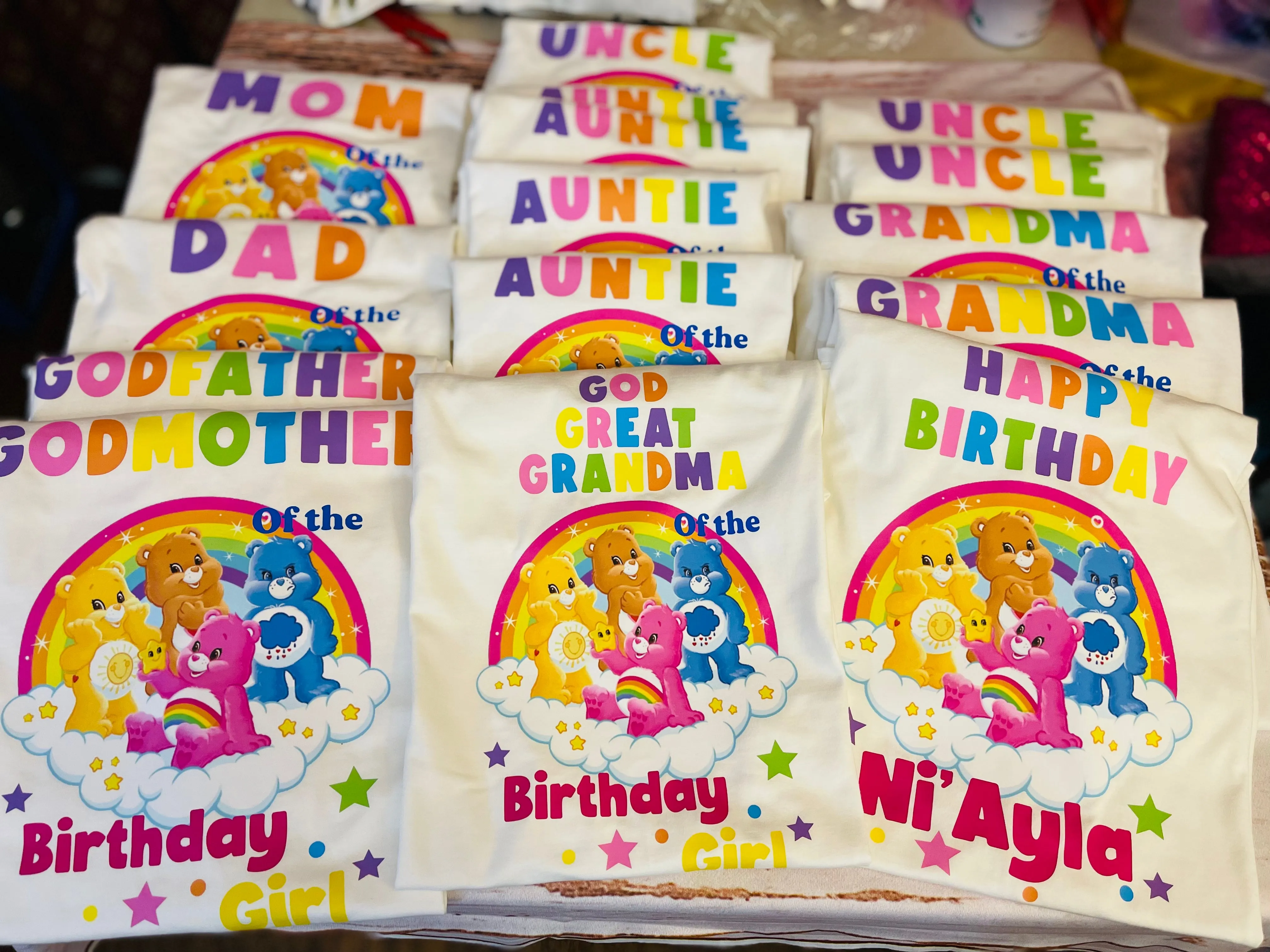 Pastel Bear family birthday shirts