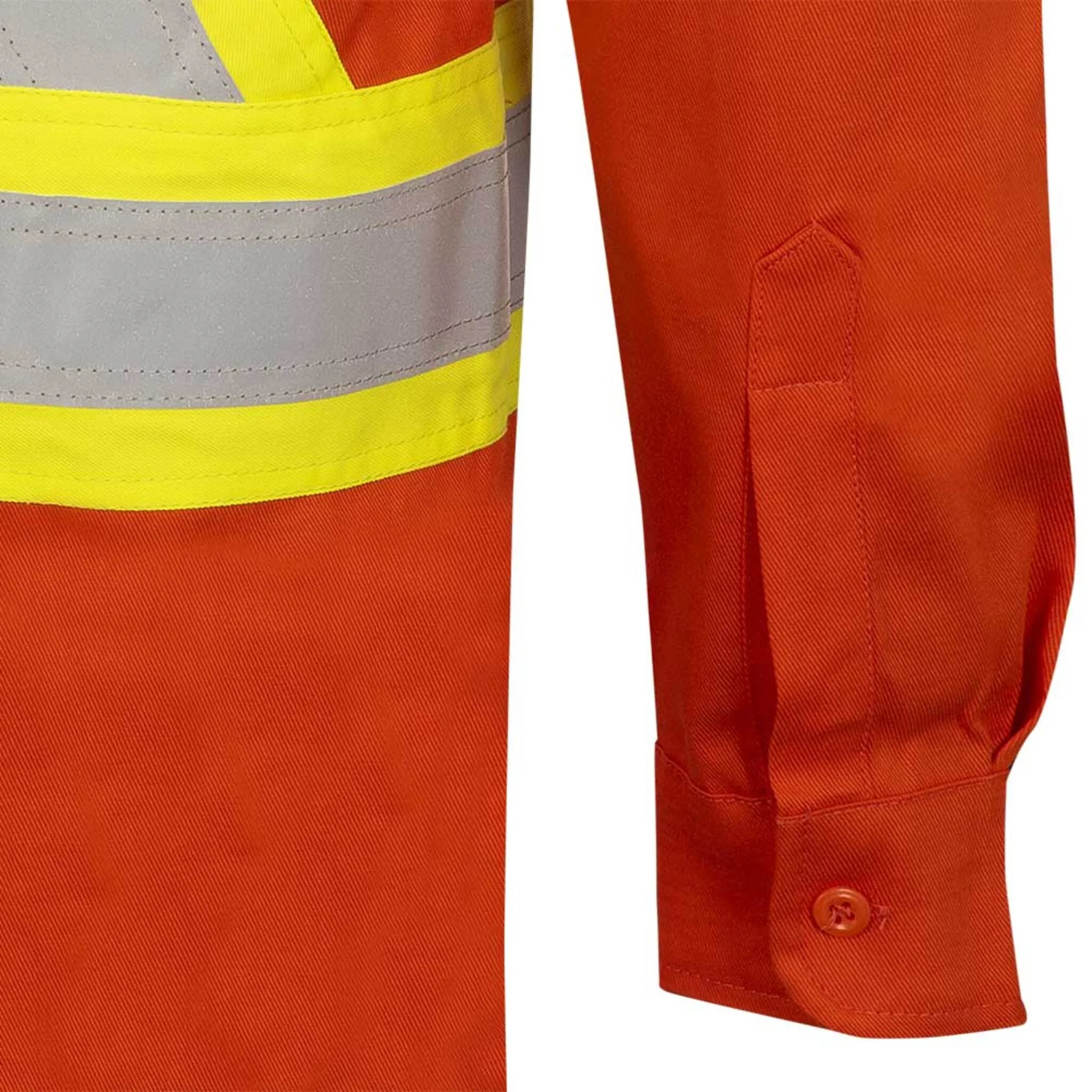 Pioneer Men's Hi Vis FR Uniform Shirt - FR-TECH HRC 2, 88% Cotton/12% Nylon, CSA Certified, Flame Resistant, Reflective Tape, Orange | Sizes S-4XL