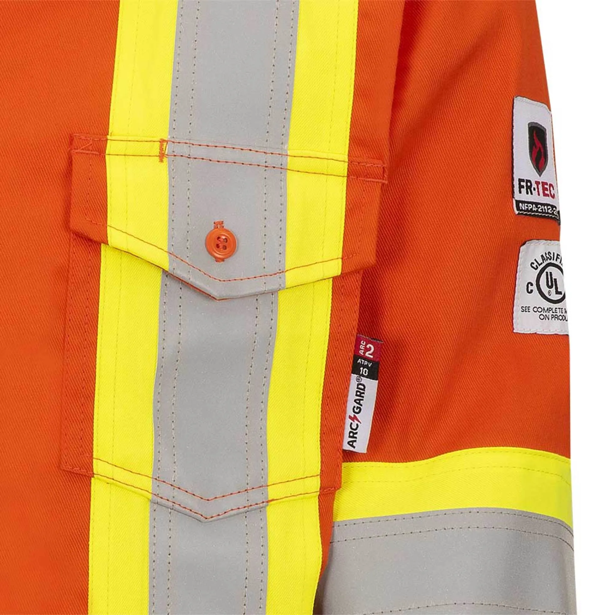 Pioneer Men's Hi Vis FR Uniform Shirt - FR-TECH HRC 2, 88% Cotton/12% Nylon, CSA Certified, Flame Resistant, Reflective Tape, Orange | Sizes S-4XL