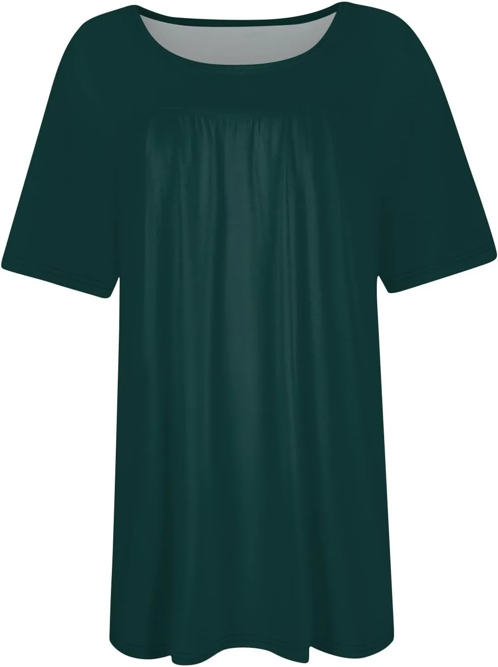 Plus Size Tops for Women Pleated Front Crewneck Short Sleeve Blouses 2024 Summer Tunic Shirts Flowy 1X-5X
