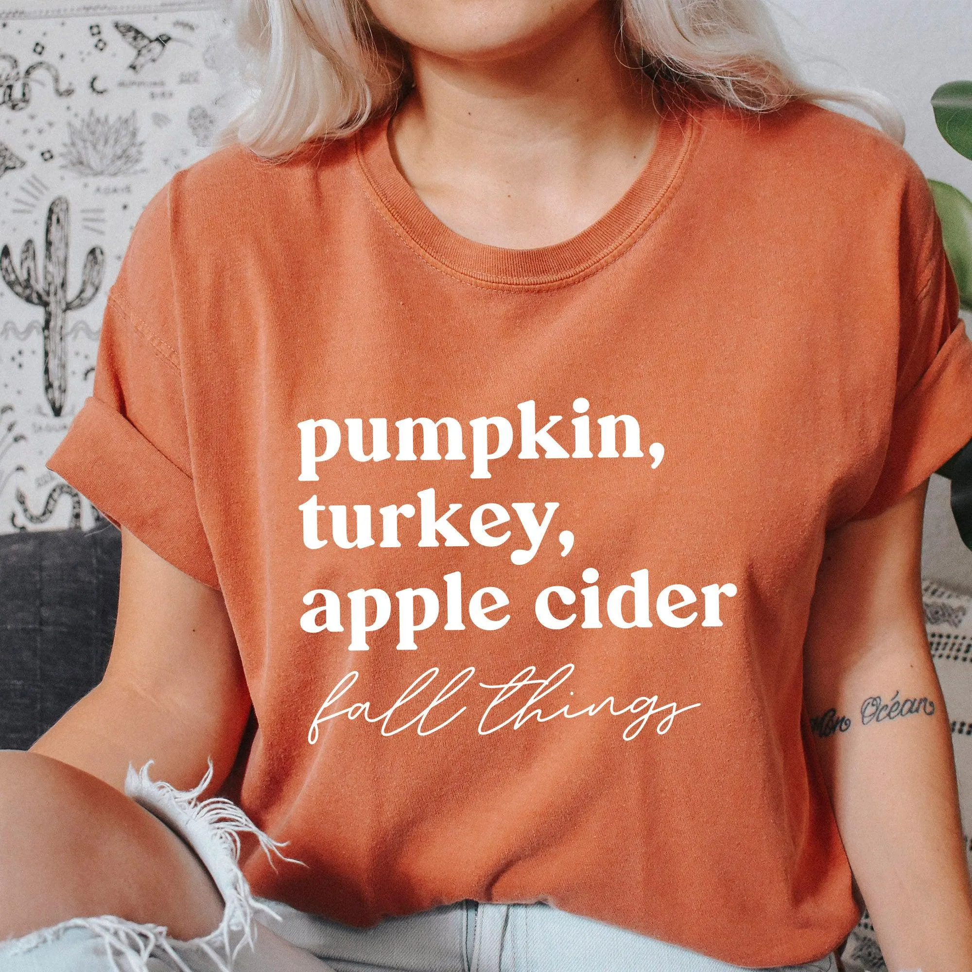 Pumpkin, Turkey, Apple Cider, fall things Comfort Colors T Shirt