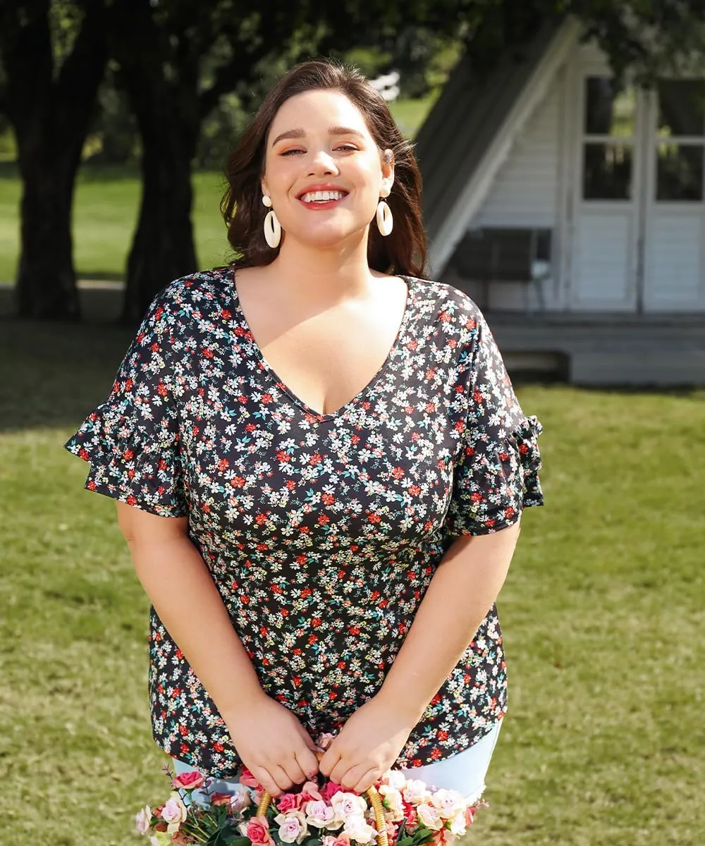 RITERA Plus Size Top For Womens Short Sleeve Shirt Casual Loose Tunic Blouse XL-5XL