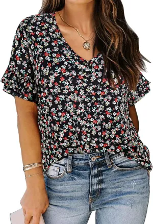 RITERA Plus Size Top For Womens Short Sleeve Shirt Casual Loose Tunic Blouse XL-5XL