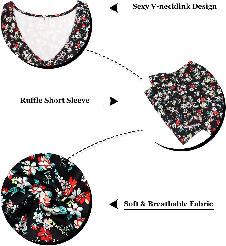 RITERA Plus Size Top For Womens Short Sleeve Shirt Casual Loose Tunic Blouse XL-5XL