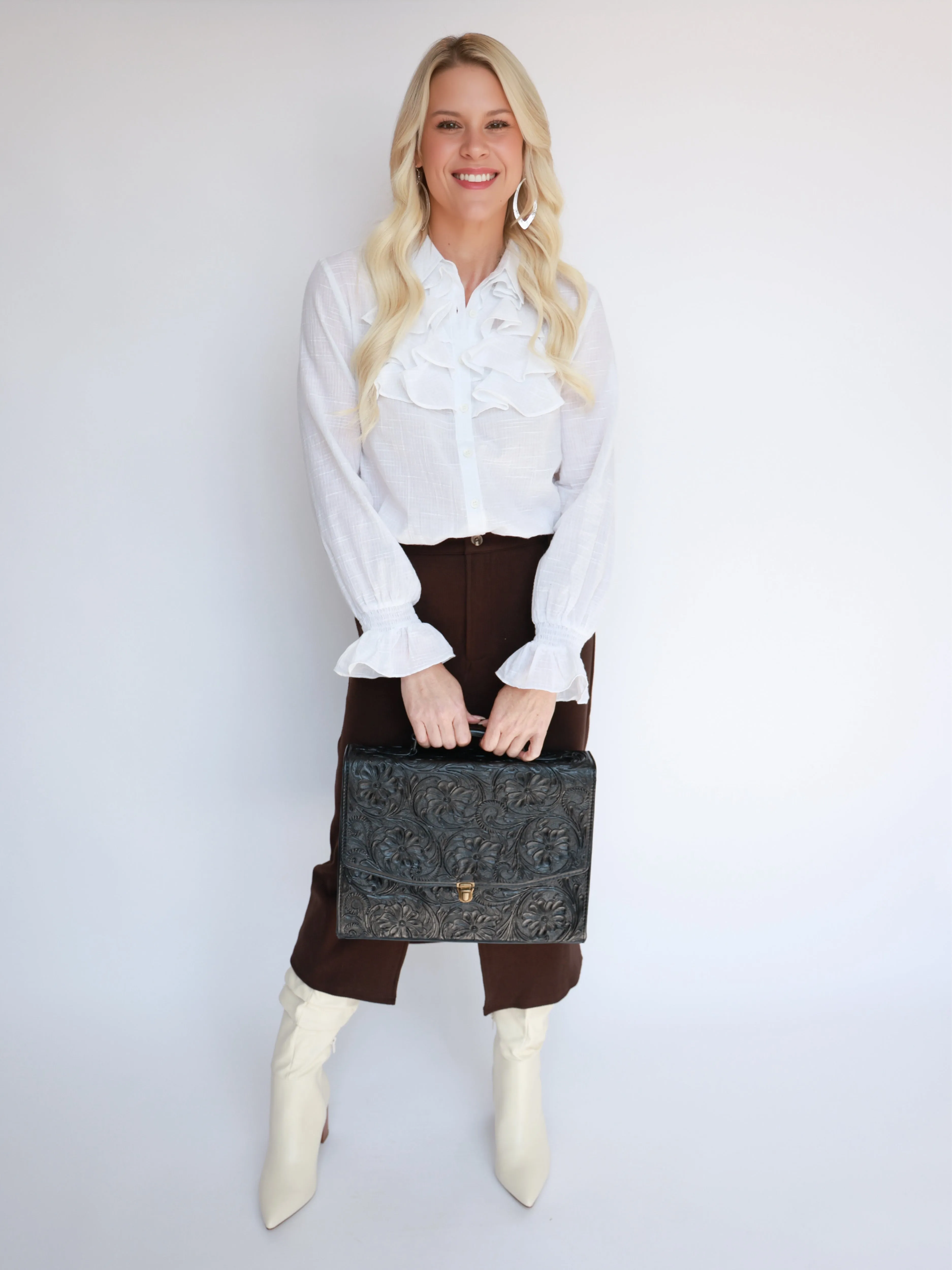 Ruffle my Feathers Button Down Blouse