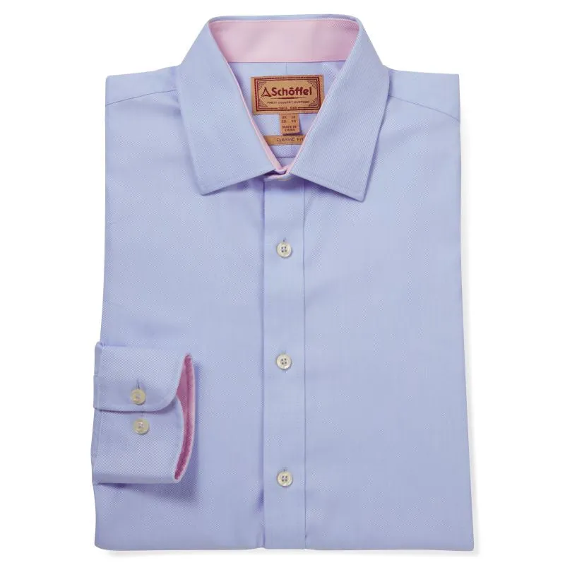 Schoffel Greenwich Single Cuff Classic Mens Shirt - Light Blue Diagonal