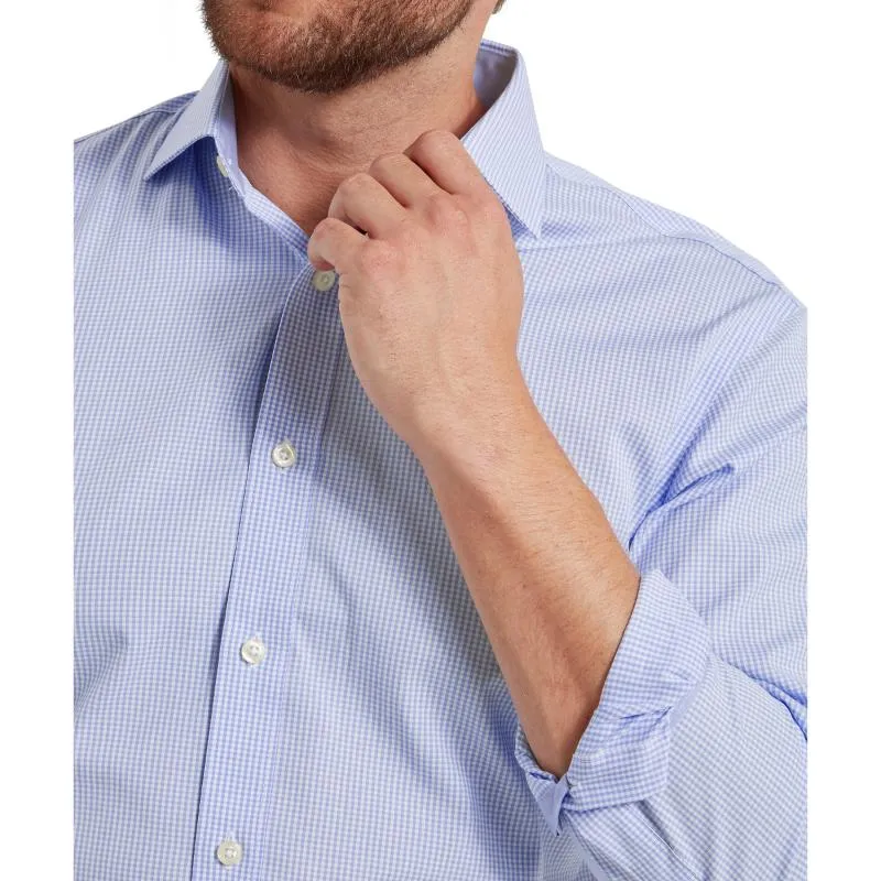 Schoffel Greenwich Single Cuff Tailored Fit Mens Shirt - Light Blue Micro Check