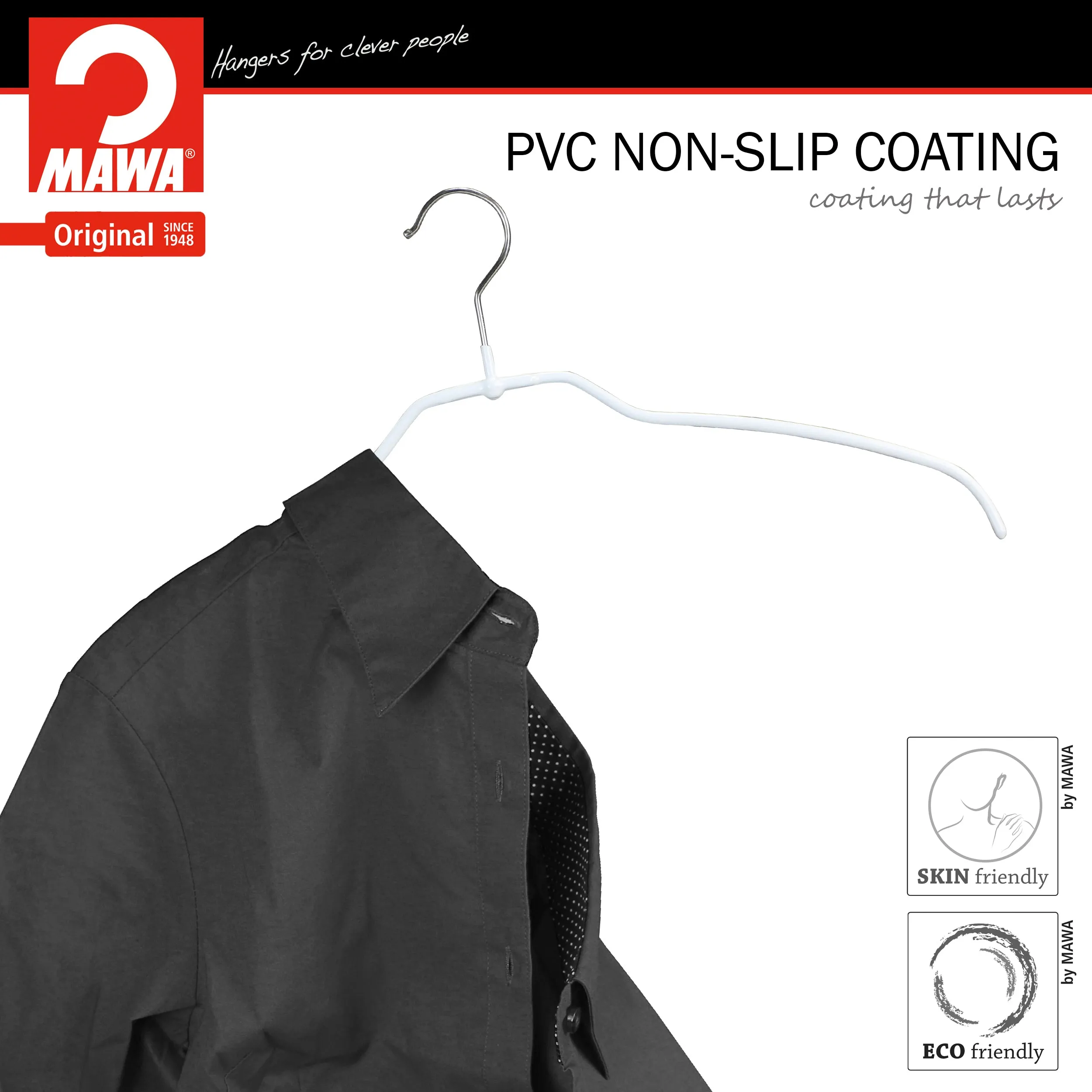 Silhouette Space-Saving Shirt Hanger, Narrow, 36-FT, White