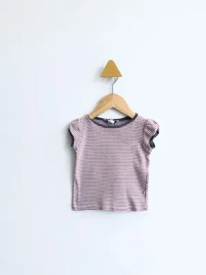 Striped Puff Sleeve Tee // 12-24M