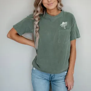 Sunflower Botanical Comfort Colors Pocket T Shirt