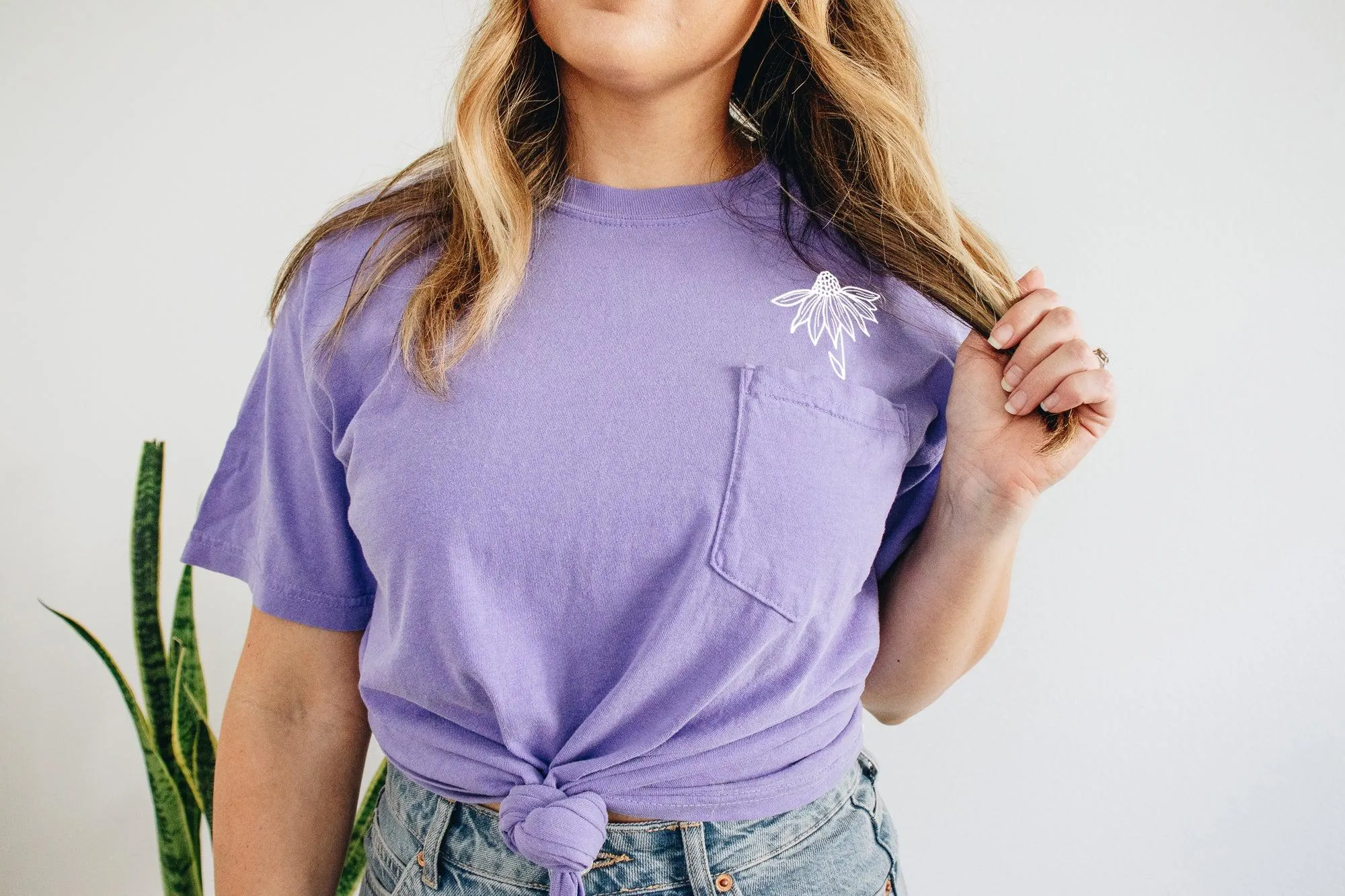 Sunflower Botanical Comfort Colors Pocket T Shirt
