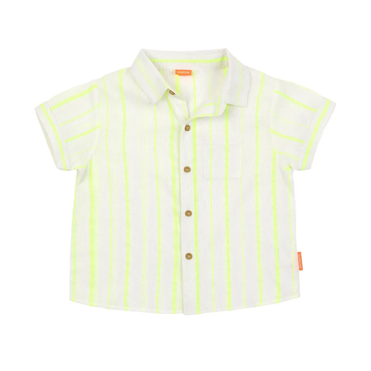 SUNUVA - Baby Boys Neon Yellow Stripe Short Sleeve Shirt