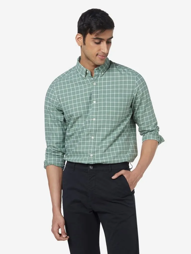 WES Casuals Sage Slim-Fit Checked Shirt