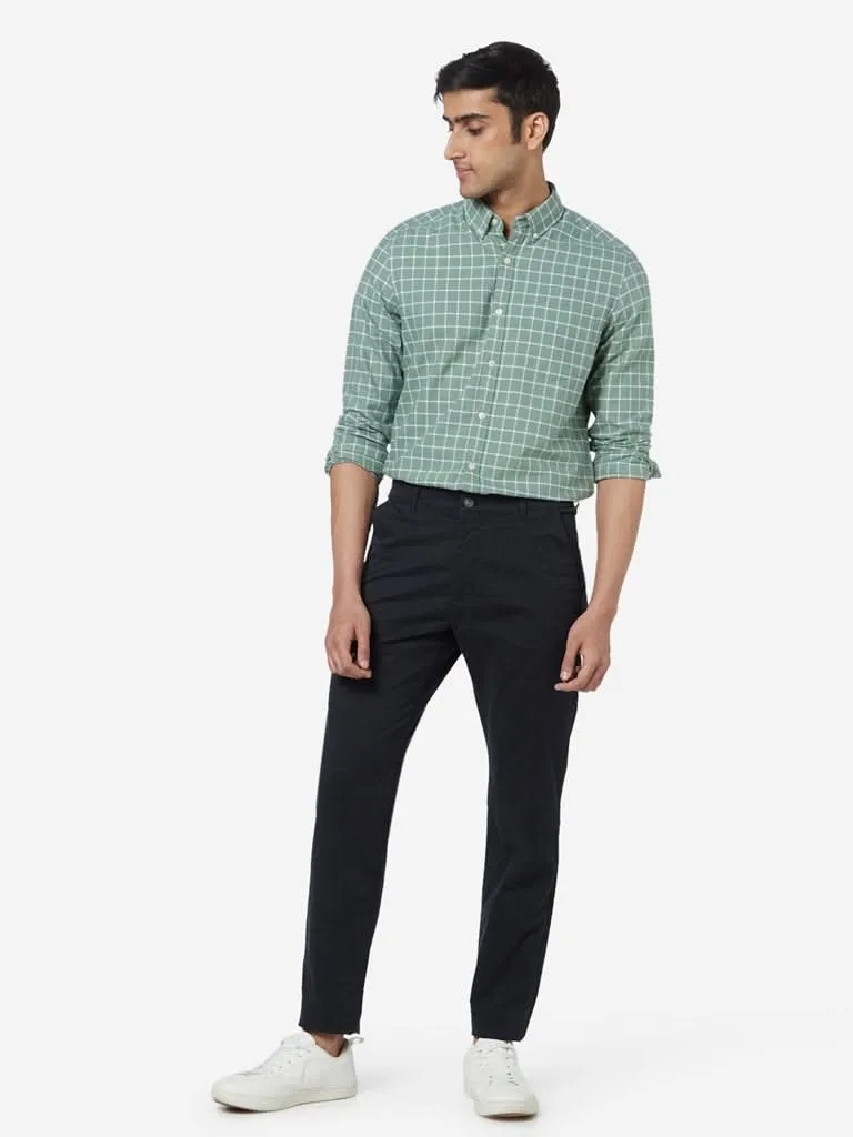 WES Casuals Sage Slim-Fit Checked Shirt