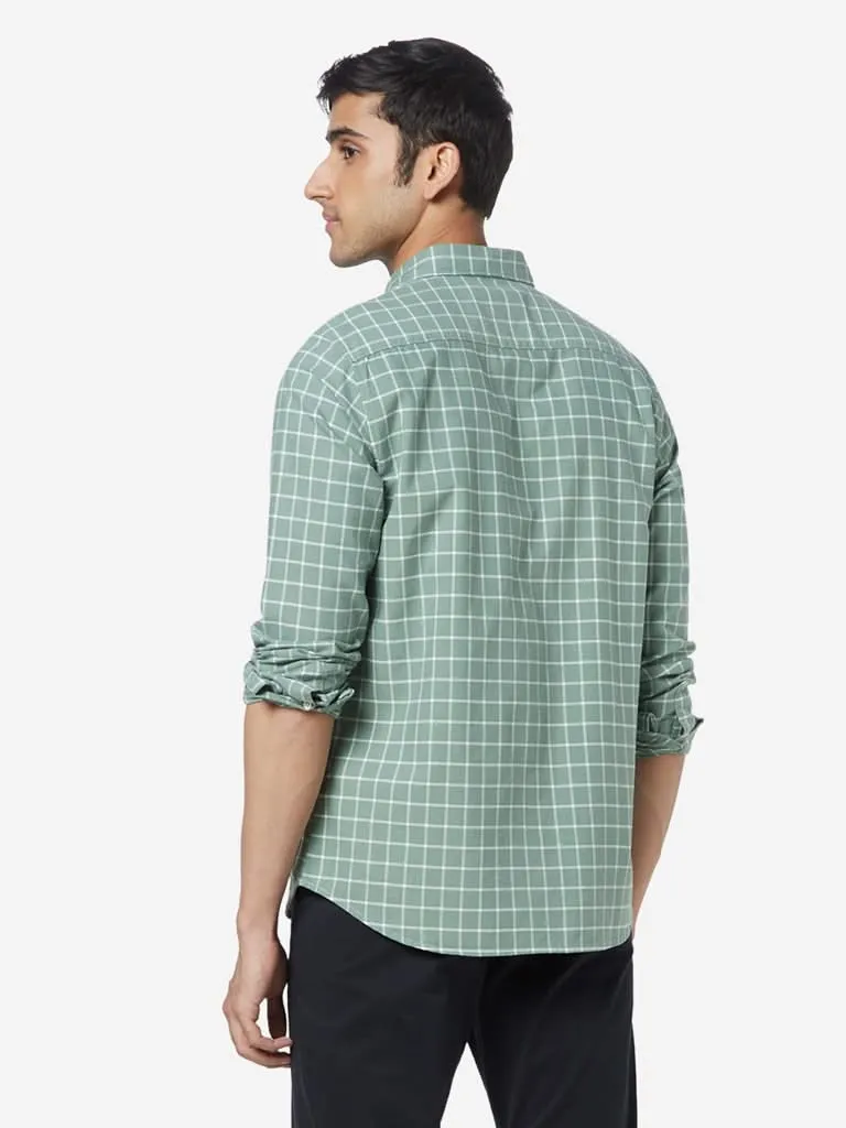 WES Casuals Sage Slim-Fit Checked Shirt