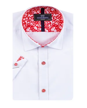 White Flower Insert Detail Short Sleeve Shirt