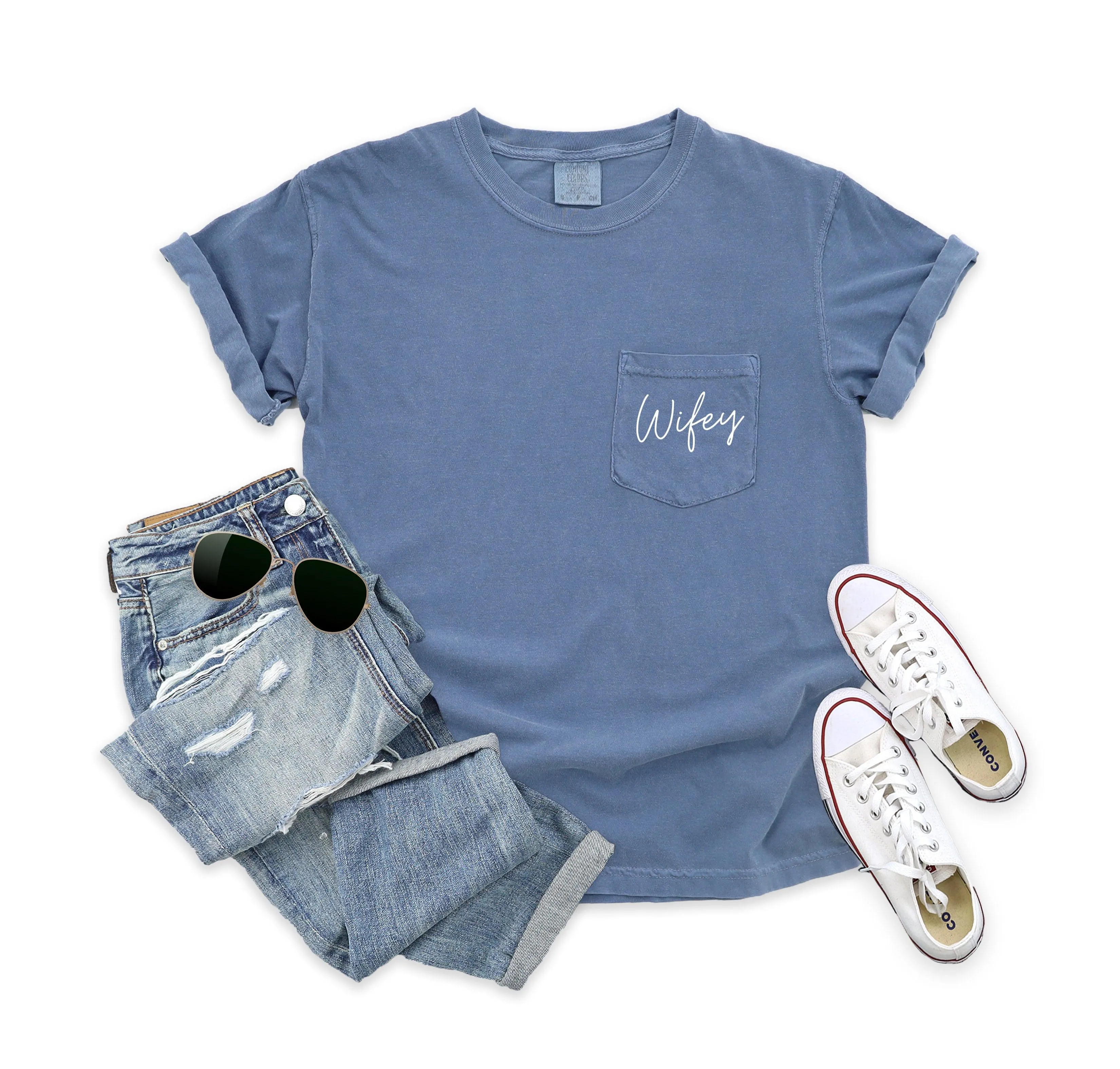 Wifey Bride Comfort Colors Pocket T Shirt