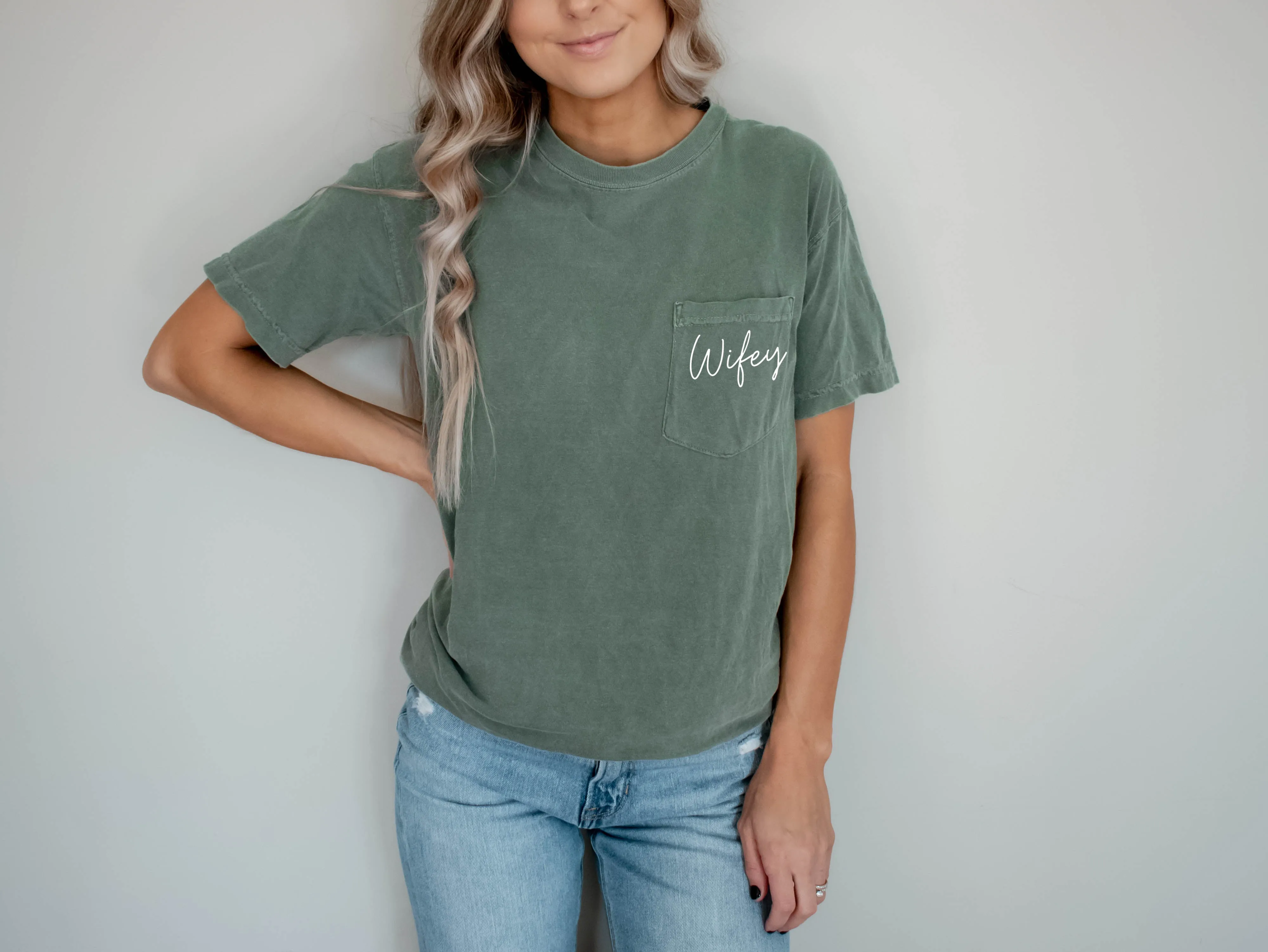 Wifey Bride Comfort Colors Pocket T Shirt
